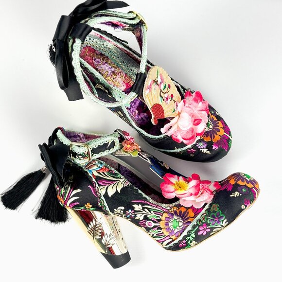 Irregular Choice Blossom Bunny Black Floral Heels – Size 40 / UK 7 – Rare - Picture 1 of 8